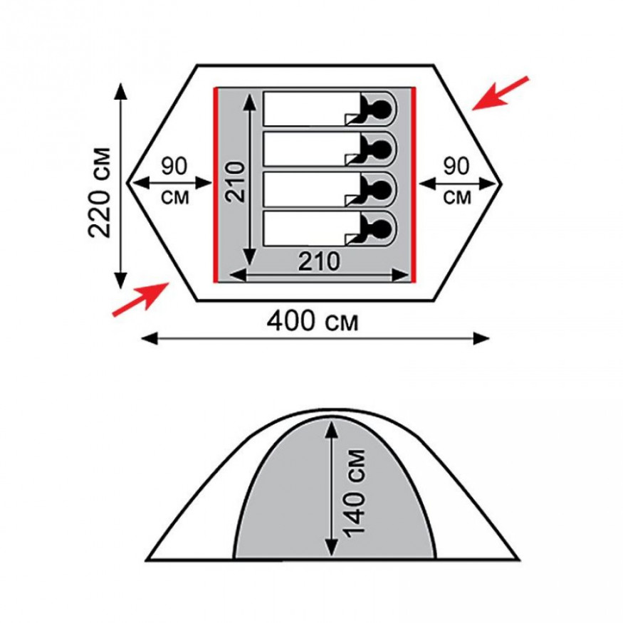Палатка Tramp Rock 4 v2, серый