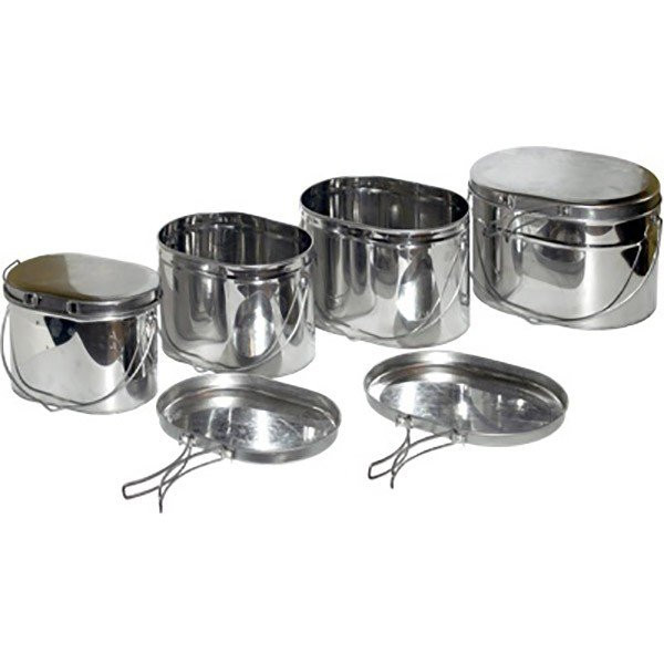 Набор низких котелков - 4шт. (2,2; 3,3; 4,5; 6,0 л.) с крышками, Матрешка, крышки с ручками