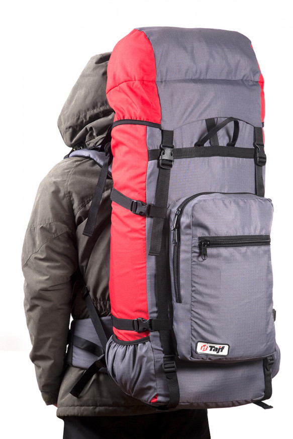 Рюкзак туристический Оптимал 2, серо-красный, 60 л, ТАЙФ